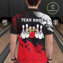 Load image into Gallery viewer, Red Funny Beer Bowling Shirts for Team Women Men Bowling Polo&amp;1/4 Zip Bowl League MBL254