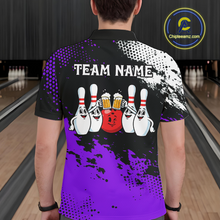 Load image into Gallery viewer, Purple Funny Beer Bowling Shirts for Team Women Men Bowling Polo&amp;1/4 Zip Bowl League MBL254