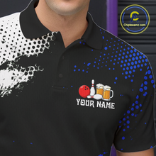 Load image into Gallery viewer, Blue Funny Beer Bowling Shirts for Team Women Men Bowling Polo&amp;1/4 Zip Bowl League MBL254