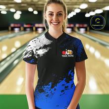 Load image into Gallery viewer, Blue Funny Beer Bowling Shirts for Team Women Men Bowling Polo&amp;1/4 Zip Bowl League MBL254
