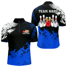 Load image into Gallery viewer, Blue Funny Beer Bowling Shirts for Team Women Men Bowling Polo&amp;1/4 Zip Bowl League MBL254