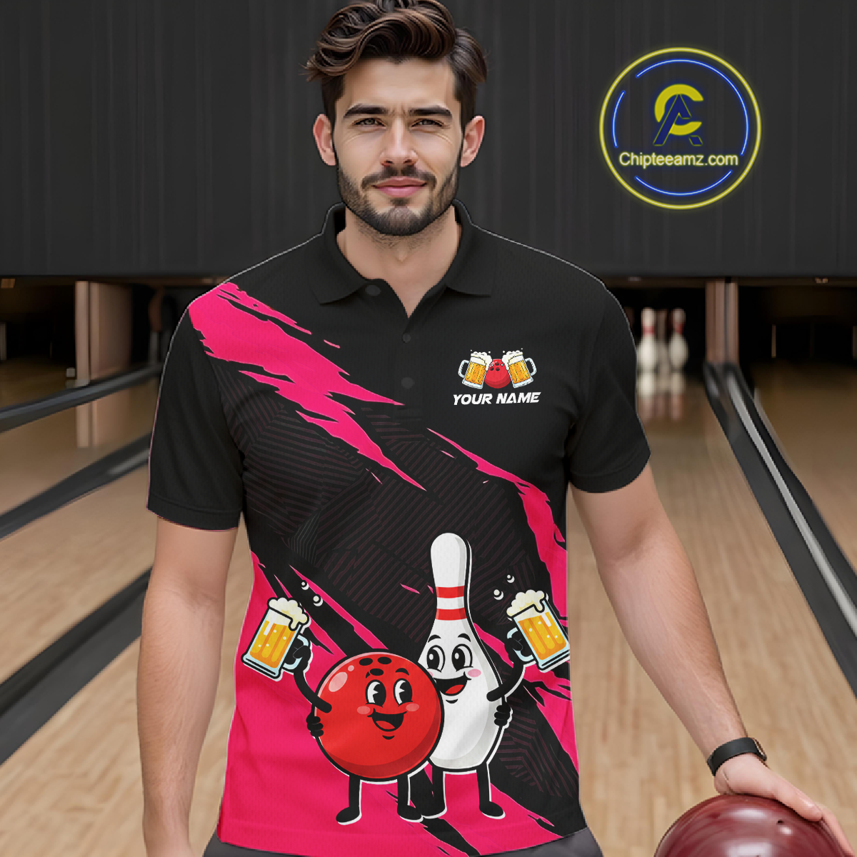 Pink Funny Beer Bowling Shirts Beer Bowling Jersey Team Women Men Bowl League MBL258