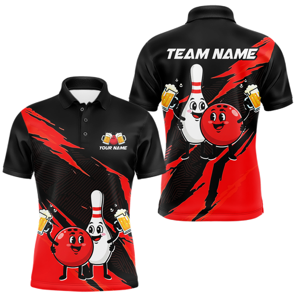 Red Funny Beer Bowling Shirts Beer Bowling Jersey Team Women Men Bowl League MBL258
