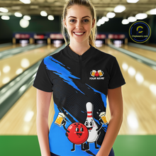 Load image into Gallery viewer, Blue Funny Beer Bowling Shirts Beer Bowling Jersey Team Women Men Bowl League MBL258