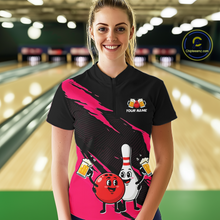 Load image into Gallery viewer, Pink Funny Beer Bowling Shirts Beer Bowling Jersey Team Women Men Bowl League MBL258