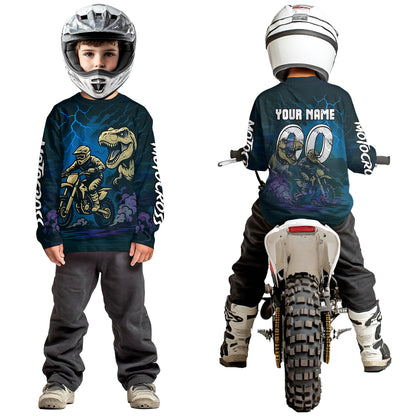 Blue Dinosaur Motocross Jersey Dirt Bike Shirts for Men Kid Women Racing Jersey XM414