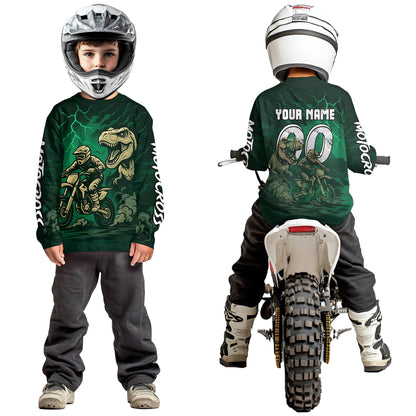 Green Dinosaur Motocross Jersey Dirt Bike Shirts for Men Kid Women Racing Jersey XM414