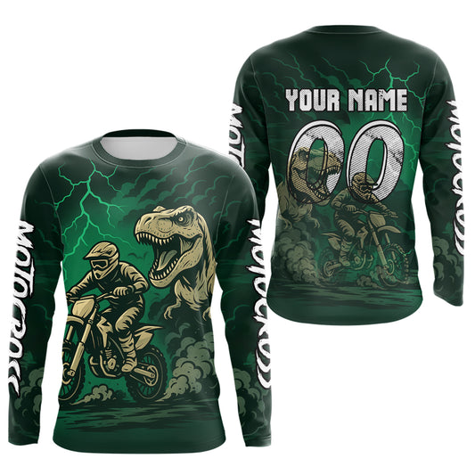Green Dinosaur Motocross Jersey Dirt Bike Shirts for Men Kid Women Racing Jersey XM414
