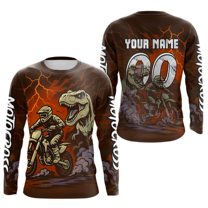 Orange Dinosaur Motocross Jersey Dirt Bike Shirts for Men Kid Women Racing Jersey XM414