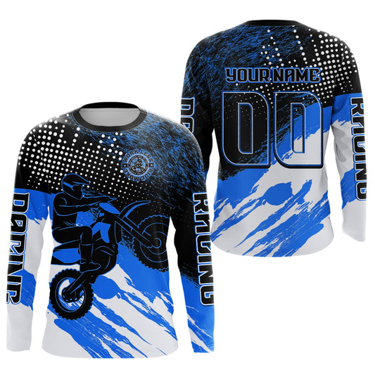 Custom Blue Motocross Racing Jersey for Men Women Kid Dirt Bike Shirts Riding Shirt XM445