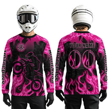 Load image into Gallery viewer, Pink Flaming Motocross Racing Jersey Men Women Kid Dirt Bike Shirts Motorcycle Shirt XM447