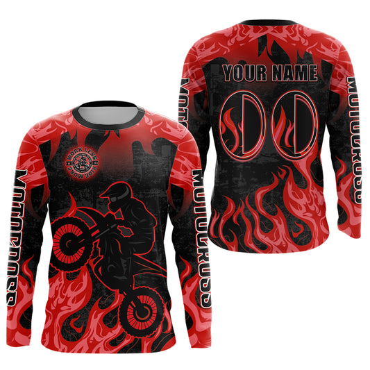 Red Flaming Motocross Racing Jersey Men Women Kid Dirt Bike Shirts Motorcycle Shirt XM447
