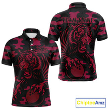 Load image into Gallery viewer, Camo Pink Tiger Bowling Shirts for Team Women Men Custom Bowling Polo &amp; 1/4 Zip Shirt MBL186