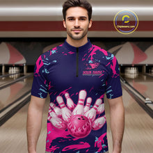 Load image into Gallery viewer, Purple Custom Bowling Shirts for Team Women Men Bowling Jersey Polo&amp;1/4 Zip Shirt MBL225
