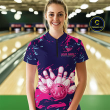 Load image into Gallery viewer, Purple Custom Bowling Shirts for Team Women Men Bowling Jersey Polo&amp;1/4 Zip Shirt MBL225
