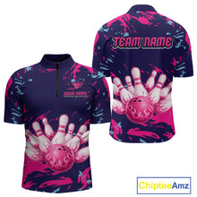 Load image into Gallery viewer, Purple Custom Bowling Shirts for Team Women Men Bowling Jersey Polo&amp;1/4 Zip Shirt MBL225