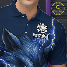 Load image into Gallery viewer, Wolf Bowling Shirts for Team Women Men Custom Blue Wolf Bowling Polo and 1/4 Zip MBL191