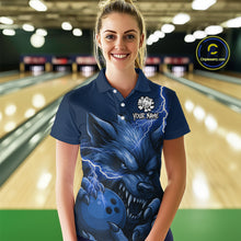 Load image into Gallery viewer, Wolf Bowling Shirts for Team Women Men Custom Blue Wolf Bowling Polo and 1/4 Zip MBL191