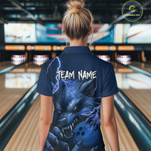 Load image into Gallery viewer, Wolf Bowling Shirts for Team Women Men Custom Blue Wolf Bowling Polo and 1/4 Zip MBL191