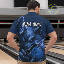Load image into Gallery viewer, Wolf Bowling Shirts for Team Women Men Custom Blue Wolf Bowling Polo and 1/4 Zip MBL191