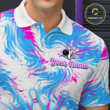 Load image into Gallery viewer, Pink and Blue Bowling Shirts for Team Women Men Bowling Polo and 1/4 Zip Shirt MBL230
