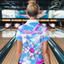 Load image into Gallery viewer, Pink and Blue Bowling Shirts for Team Women Men Bowling Polo and 1/4 Zip Shirt MBL230