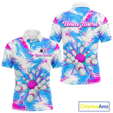 Load image into Gallery viewer, Pink and Blue Bowling Shirts for Team Women Men Bowling Polo and 1/4 Zip Shirt MBL230