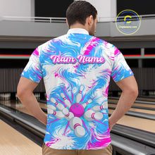 Load image into Gallery viewer, Pink and Blue Bowling Shirts for Team Women Men Bowling Polo and 1/4 Zip Shirt MBL230
