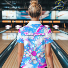 Load image into Gallery viewer, Pink and Blue Bowling Shirts for Team Women Men Bowling Polo and 1/4 Zip Shirt MBL230