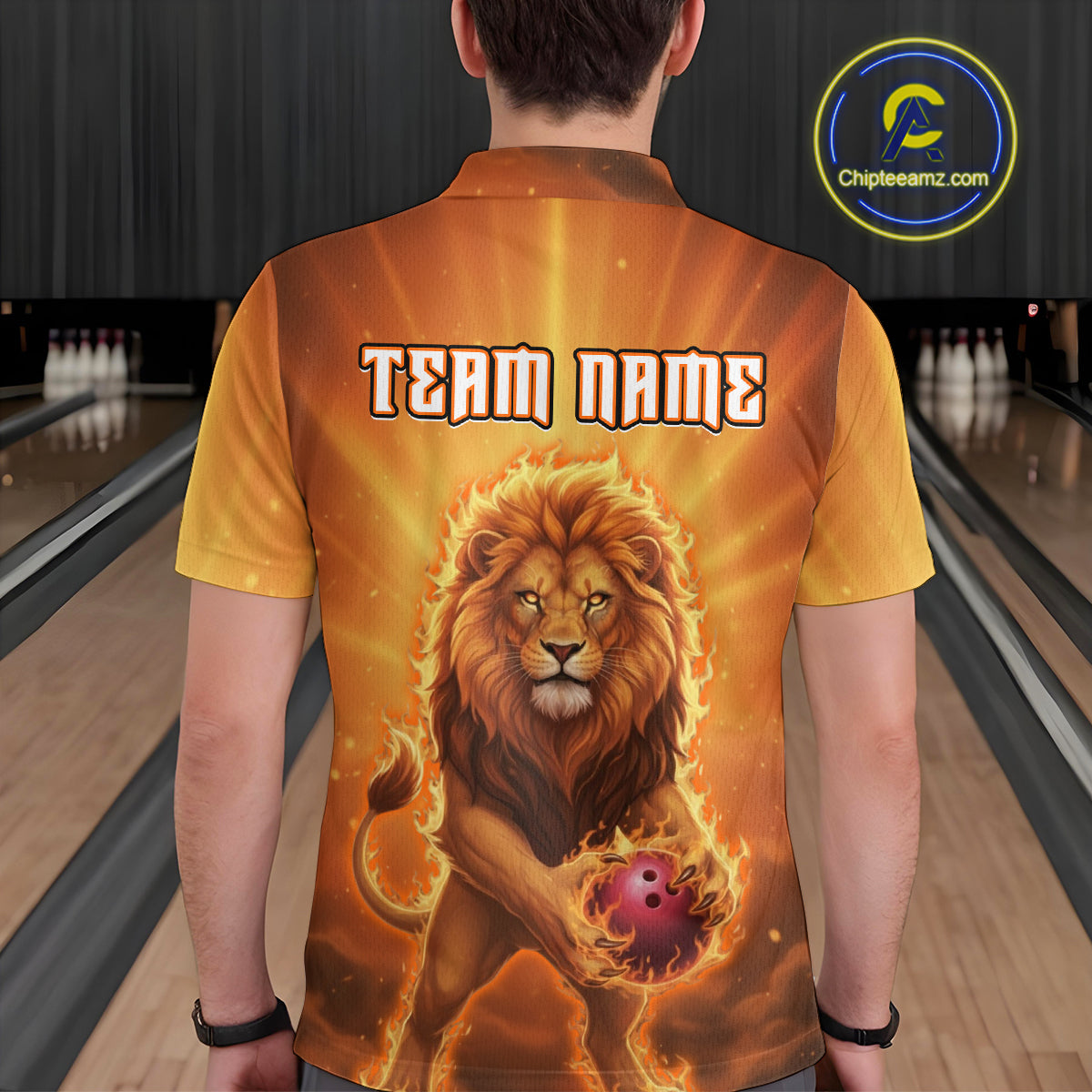 Lion Bowling Shirts for Team Women Men Custom Bowling Jersey Bowl Polo&1/4 Zip MBL236