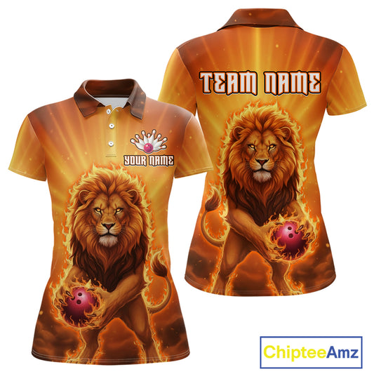 Lion Bowling Shirts for Team Women Men Custom Bowling Jersey Bowl Polo&1/4 Zip MBL236