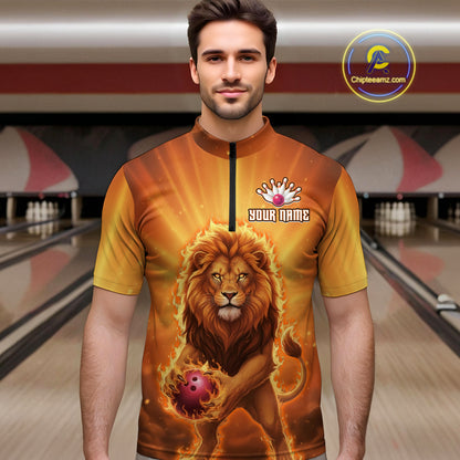 Lion Bowling Shirts for Team Women Men Custom Bowling Jersey Bowl Polo&1/4 Zip MBL236
