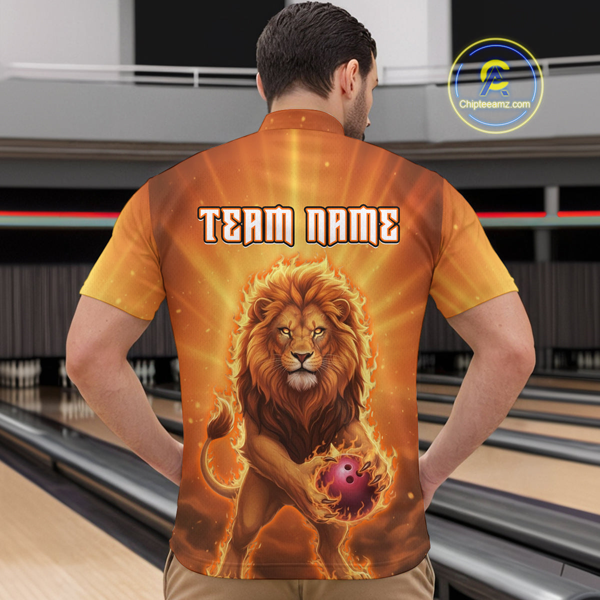 Lion Bowling Shirts for Team Women Men Custom Bowling Jersey Bowl Polo&1/4 Zip MBL236
