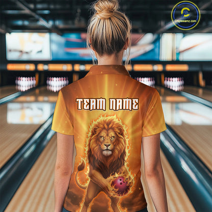Lion Bowling Shirts for Team Women Men Custom Bowling Jersey Bowl Polo&1/4 Zip MBL236