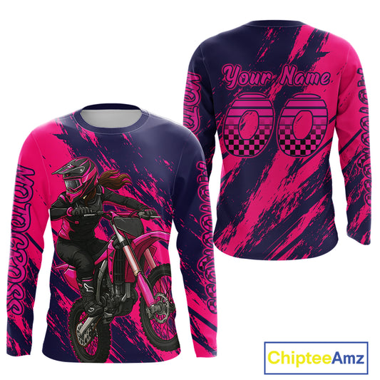 Blue and Pink Motocross Jersey Men Kid Women Dirt Bike Jersey Motorcycle Riding Shirt XM482