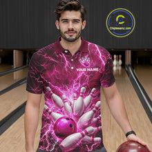Load image into Gallery viewer, Pink Lightning Bowling Shirts for Team Women Men Custom Bowling Polo &amp; 1/4 Zip Shirt MBL241