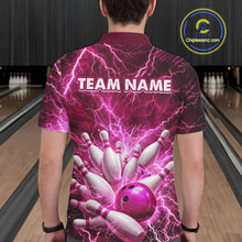 Load image into Gallery viewer, Pink Lightning Bowling Shirts for Team Women Men Custom Bowling Polo &amp; 1/4 Zip Shirt MBL241