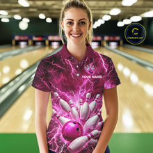 Load image into Gallery viewer, Pink Lightning Bowling Shirts for Team Women Men Custom Bowling Polo &amp; 1/4 Zip Shirt MBL241
