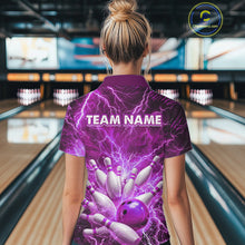 Load image into Gallery viewer, Purple Lightning Bowling Shirts for Team Women Men Custom Bowling Polo &amp; 1/4 Zip Shirt MBL241