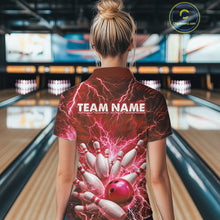 Load image into Gallery viewer, Red Lightning Bowling Shirts for Team Women Men Custom Bowling Polo &amp; 1/4 Zip Shirt MBL241
