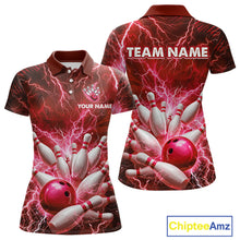 Load image into Gallery viewer, Red Lightning Bowling Shirts for Team Women Men Custom Bowling Polo &amp; 1/4 Zip Shirt MBL241