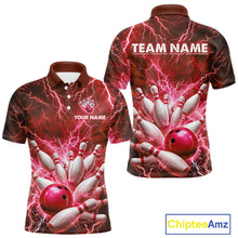 Load image into Gallery viewer, Red Lightning Bowling Shirts for Team Women Men Custom Bowling Polo &amp; 1/4 Zip Shirt MBL241