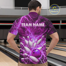 Load image into Gallery viewer, Purple Lightning Bowling Shirts for Team Women Men Custom Bowling Polo &amp; 1/4 Zip Shirt MBL241