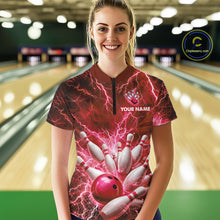 Load image into Gallery viewer, Red Lightning Bowling Shirts for Team Women Men Custom Bowling Polo &amp; 1/4 Zip Shirt MBL241