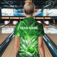Load image into Gallery viewer, Green Lightning Bowling Shirts for Team Women Men Custom Bowling Polo &amp; 1/4 Zip Shirt MBL241