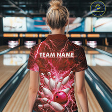 Load image into Gallery viewer, Red Lightning Bowling Shirts for Team Women Men Custom Bowling Polo &amp; 1/4 Zip Shirt MBL241