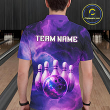 Load image into Gallery viewer, Galaxy Purple Bowling Shirts Yellow for Team Women Men Bowling Polo &amp; 1/4 Zip Shirt MBL246