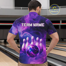 Load image into Gallery viewer, Galaxy Purple Bowling Shirts Yellow for Team Women Men Bowling Polo &amp; 1/4 Zip Shirt MBL246
