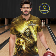 Load image into Gallery viewer, Yellow Bowling Shirts for Team Women Men Custom Death Bowling Jersey Bowl League MBL248