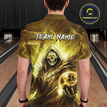 Load image into Gallery viewer, Yellow Bowling Shirts for Team Women Men Custom Death Bowling Jersey Bowl League MBL248